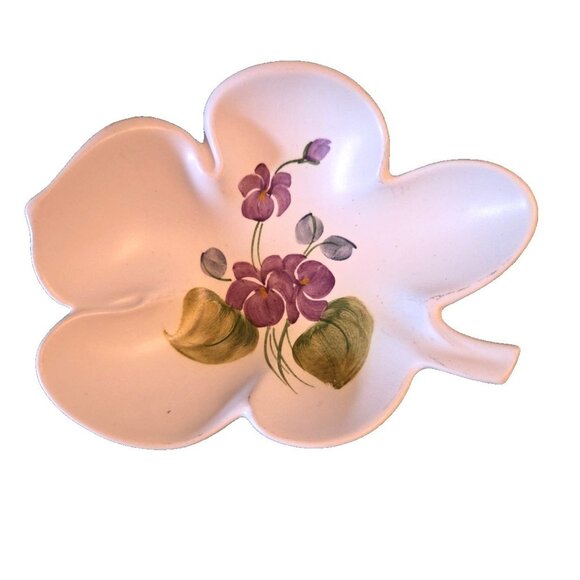 Violets Trinket Candy Dish Radford Pottery England Hand Painted Purple Flowers - Picture 1 of 7